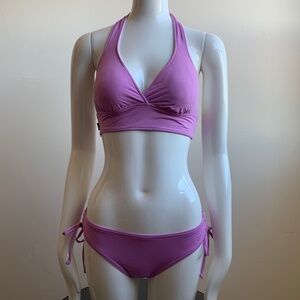 Anne Cole Lilac purple banded halter bikini